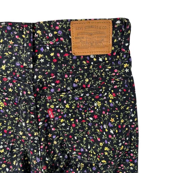 Levi’s Wedgie Straight Jeans Cropped Ultra High Waisted Floral Secret Garden 24 - Picture 4 of 8